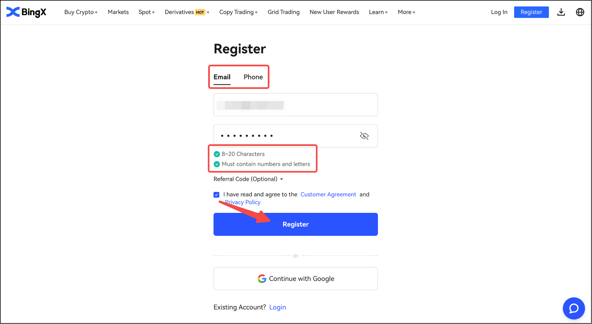 راهنمای ثبت نام صرافی آنلاین BingX از طریق وب سایت
